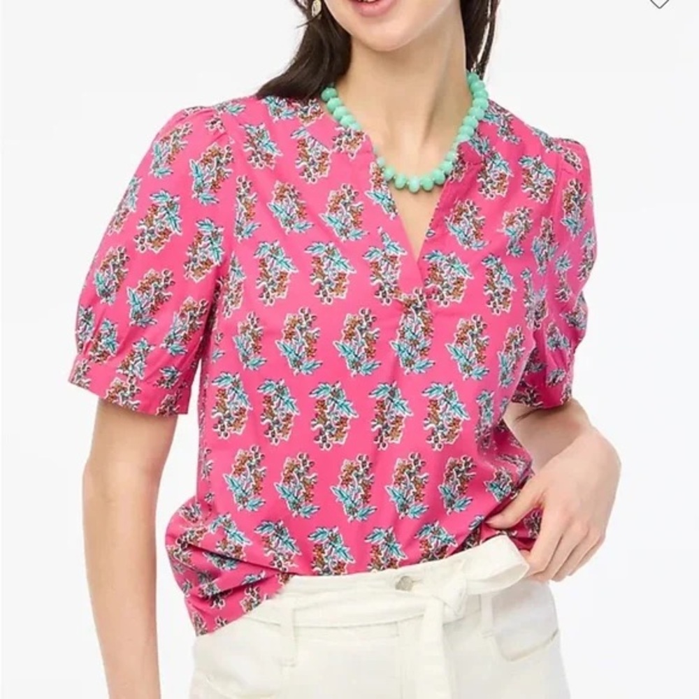 J Crew puff sleeve top Large NWT